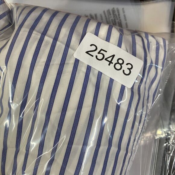 Arnold Brant Shirt Men 16 Blue Striped Button Up Collared Long Sleeve Cotton - Picture 10 of 10